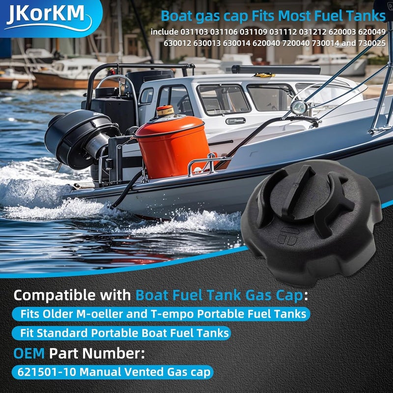 JkorkM 621501-10 Manual Vent Gas Cap Compatible with Old Style Portable Boat Gas Tank, Black Gas Tank Cap - Image 2